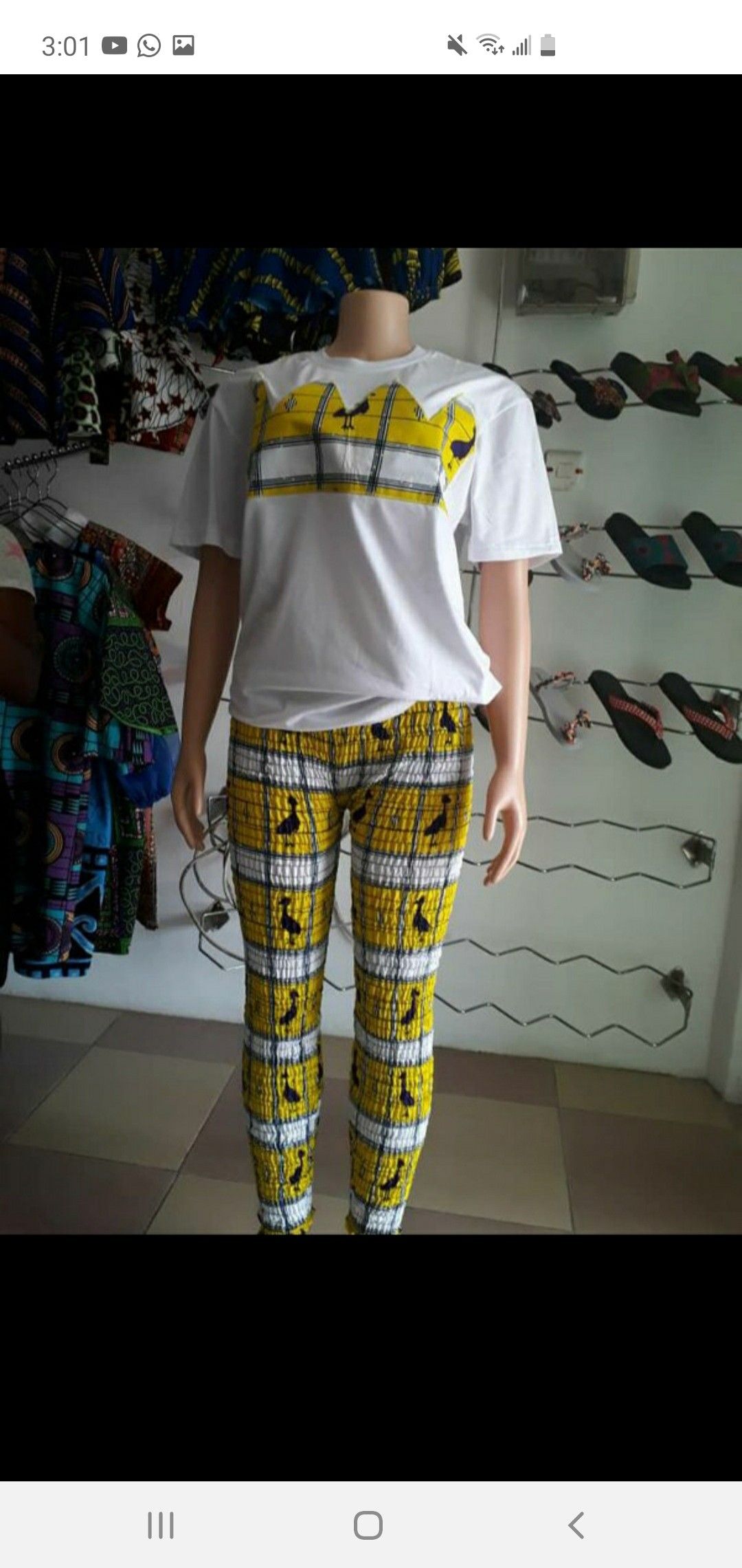 African print stretch pant and shirt - size 6