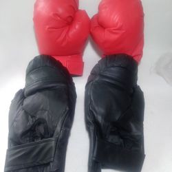 Macaron Boxing Training Gloves 2 Pairs Black & Red Youth Size- New