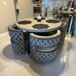 Concrete Dining Table & 4 Chairs