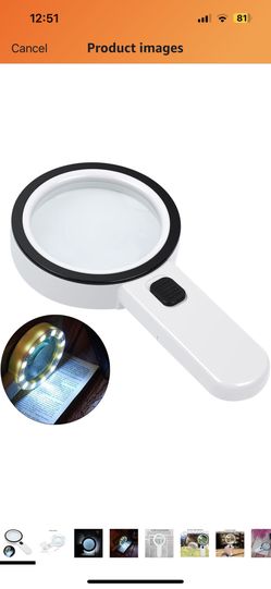 Magnifying Glass with Light, 30X Handheld Large Magnifying Glass 12 LED Illuminated Lighted Magnifier for Macular Degeneration Seniors Reading Inspect