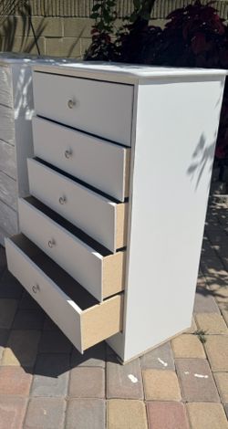White Chest Five Drawer Dresser New!