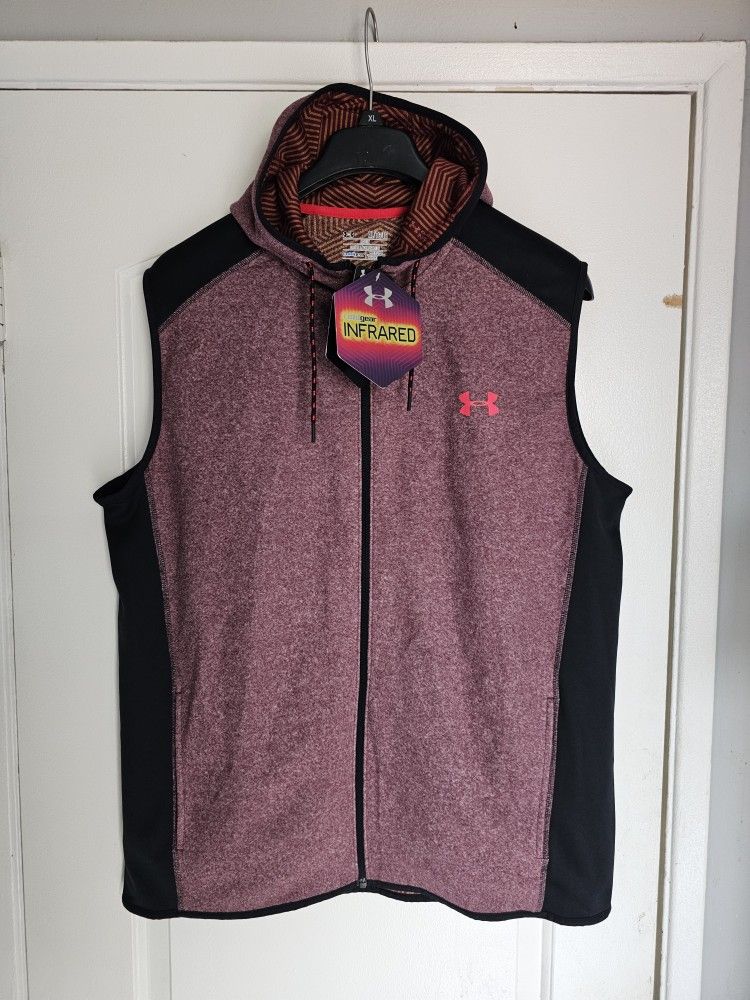 Men's Under Armor Vest Burgundy Fleece XL