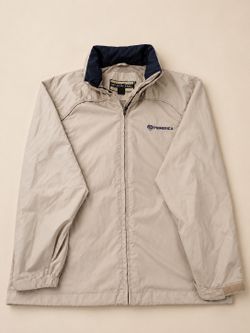 North End Men's L Beige Full Zip Windbreaker Jacket Stand-Up Collar Logo