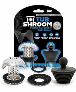 TubShroom Ultra Revolutionary Bath Tub Drain Protector Hair Catcher/Strainer/Snare, Stainless Steel, Stainless Combo