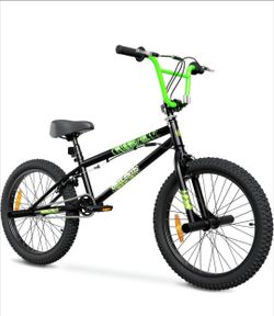 Brand new BMX Bike 20" Wheels - Hi Ten BMX Freestyle Bikes with 4 Pegs, Reflectors, Assembly Tools & Double U-Brakes - Black Teen Bike with Electric G