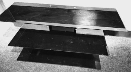 Modern Black Tempered Glass 3-Tier TV Stand & Media Console