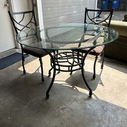 Glass Table With Two Chairs