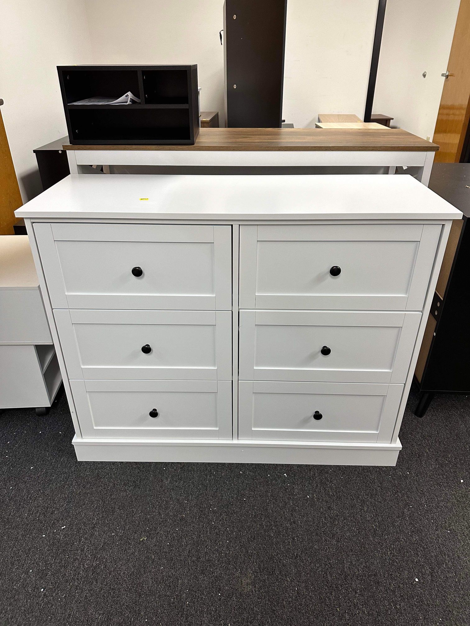 Drawer Double Dresser White, Wood Storage Cabinet for Living Room, Chest of Drawers for Bedroom（some damage）