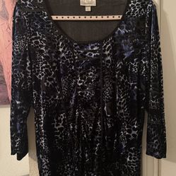 Plus Size Womens Dressbarn blue/black top size 1X pre-owned 