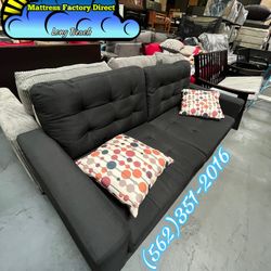 Black Love Seat 2 Seater Couch New With Accent Pillows 