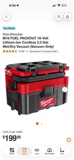 Milwaukee M18 FUEL PACKOUT 2.5 Gal Wet/Dry Vacuum