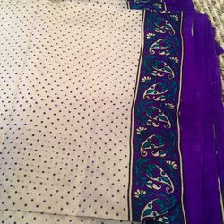 Purple White Sari Indian Pakistani Dress