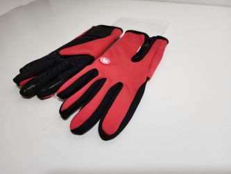 Red Gloves For Men Waterproof Windproof Cold Gloves Snowboard Motorcycle Riding Driving Warm Touchscreen Zipper Glove, Large