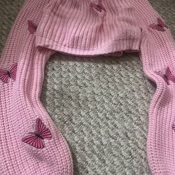Shein Women’s Pink Butterfly Cropped Sweater Set Size Small