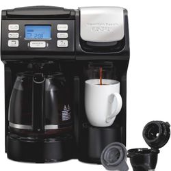 Hamilton Beach FlexBrew Trio 2-Way Coffee Maker, Compatible with K-Cup Pods or Grounds, Combo, Single Serve & Full 12c Pot, Black - Fast Brewing (4990