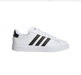 adidas Grand Court 2.0 GW9195 White Black Leather Low Top Men's Sneaker