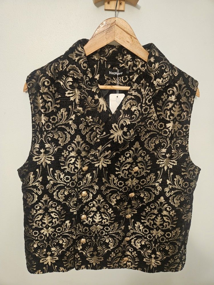 Black & Gold Double Breasted Vest (L)
