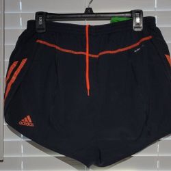 Women's Adidas Navy & Orange Jogging Shorts - Clima Cool - Size L