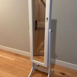 Freestanding full length mirror jewelry cabinet