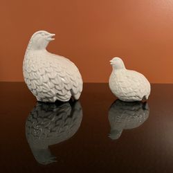 Vintage 1960's Homco Pair of Ceramic White Quail Bird Figurines  Made in Japan
