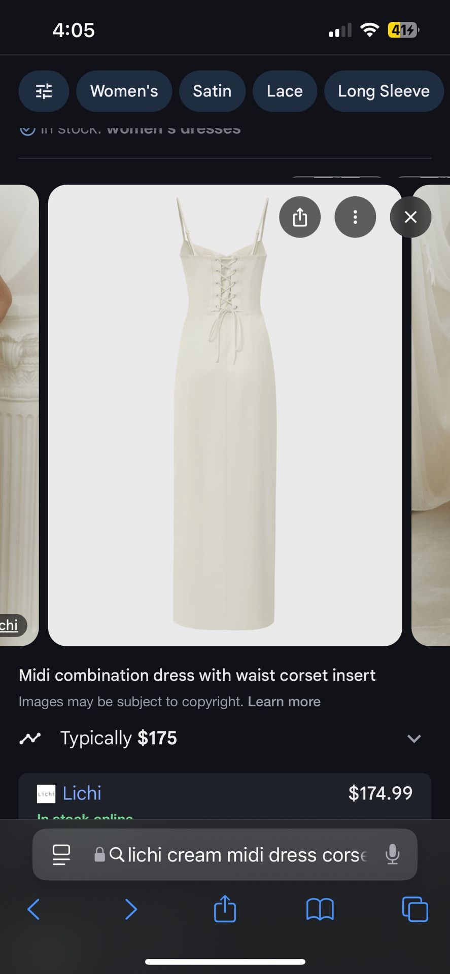 Lichi Midi Corset Dress Off White Medium