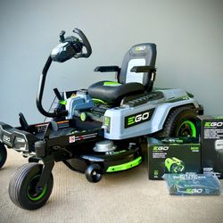 Brand new EGO | Shop the Collection POWER+ Z6 e-Steer 22 HP 42-in 22 -HP Battery Zero-turn riding lawn mower.  Comes with 4 batteries 12.0Ah each and 