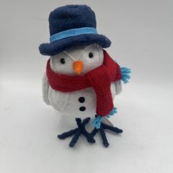 Wondershop Featherly Friends "Roller" or "Powder" fabric bird figurine dressed as a snowman. 