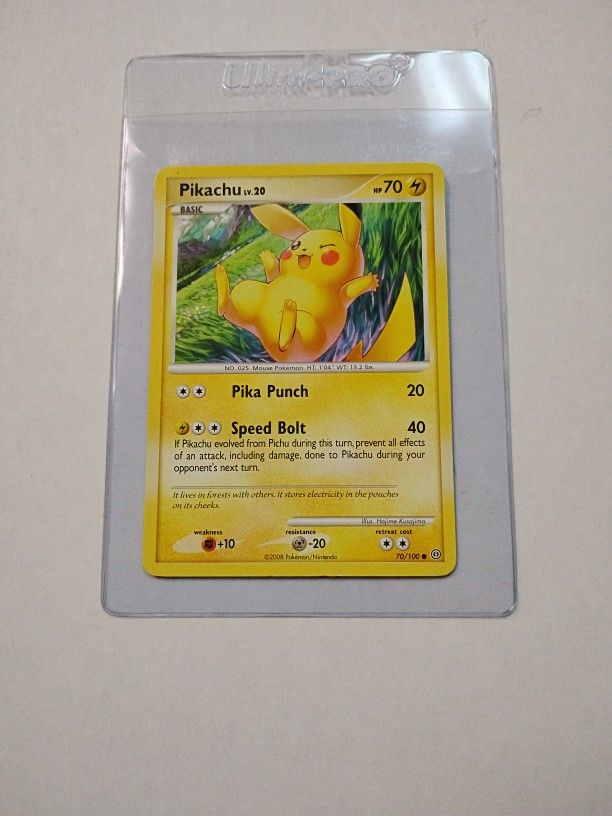 Rare Old 2008 Pokemon - Pikachu Card #70/100