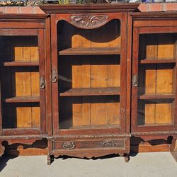 Antique Narrow Wood Bookcase