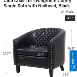 Leather Chair Accent Chair Wingback Chair Button Chair Barrel Chair Vintage Style Office Chair Living Room Furniture 🆕 in The 🎁
