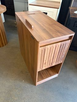 End Table with Charging Station & Wheels, Rolling Side Table with Storage with USB Ports and Outlets, Flip Top & Adjustable Desktop, Narrow, Modern, 1