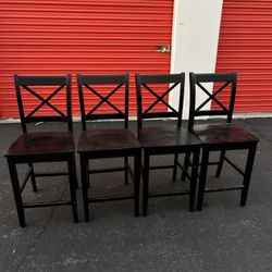 Solid Wood Dining Table with 4 Chairs – Farmhouse Style (Set)