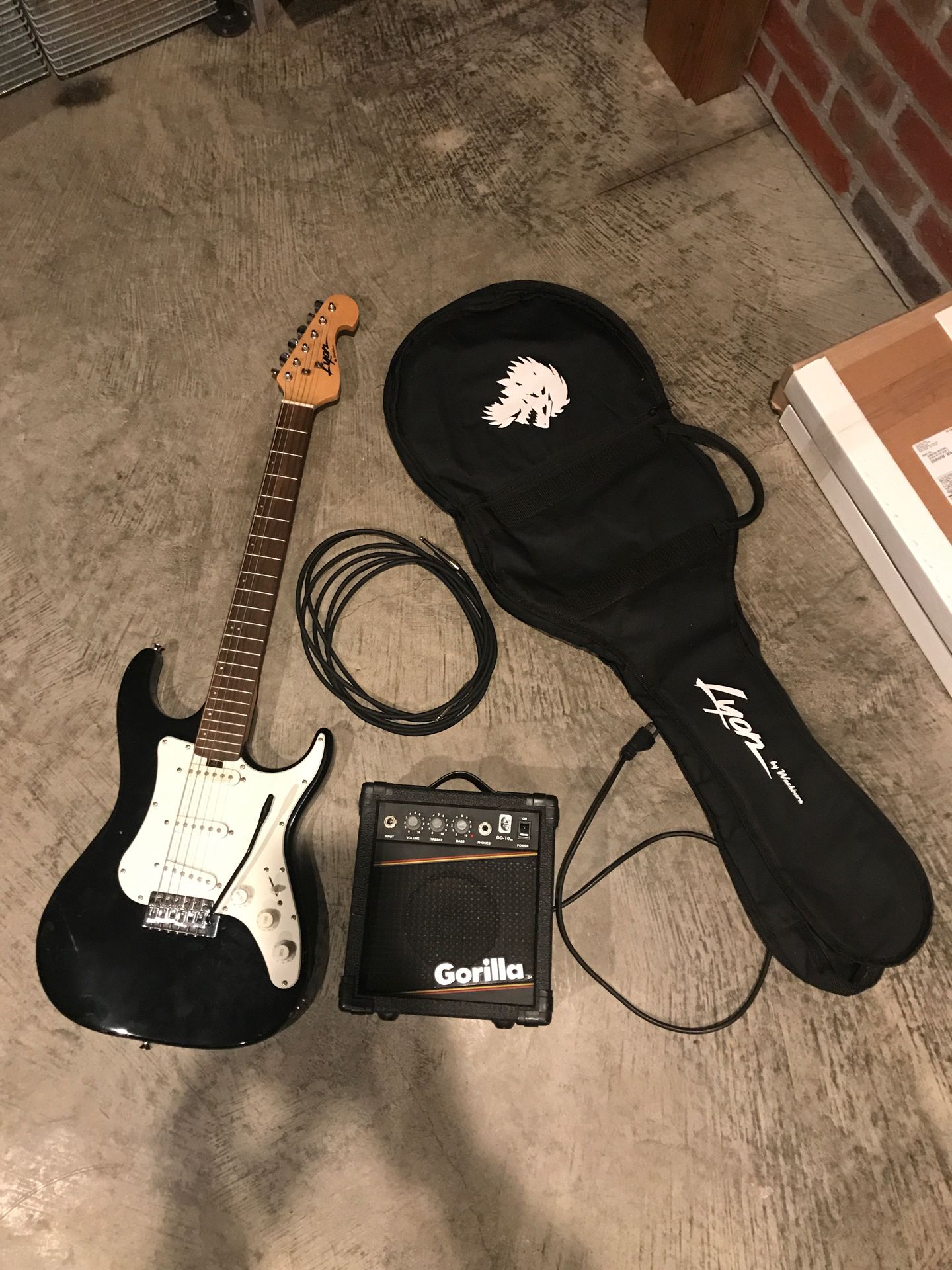 Washburn guitar with amp cable and bag