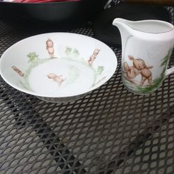 Vintage plate and creamer