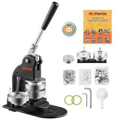 538^Button Maker Machine 3" / 75mm Pin Maker 500pcs Button Parts Black, with Circle Cutter, Magic Book, and Hex Wrenches, Ergonomic Handle, for DIY Ba