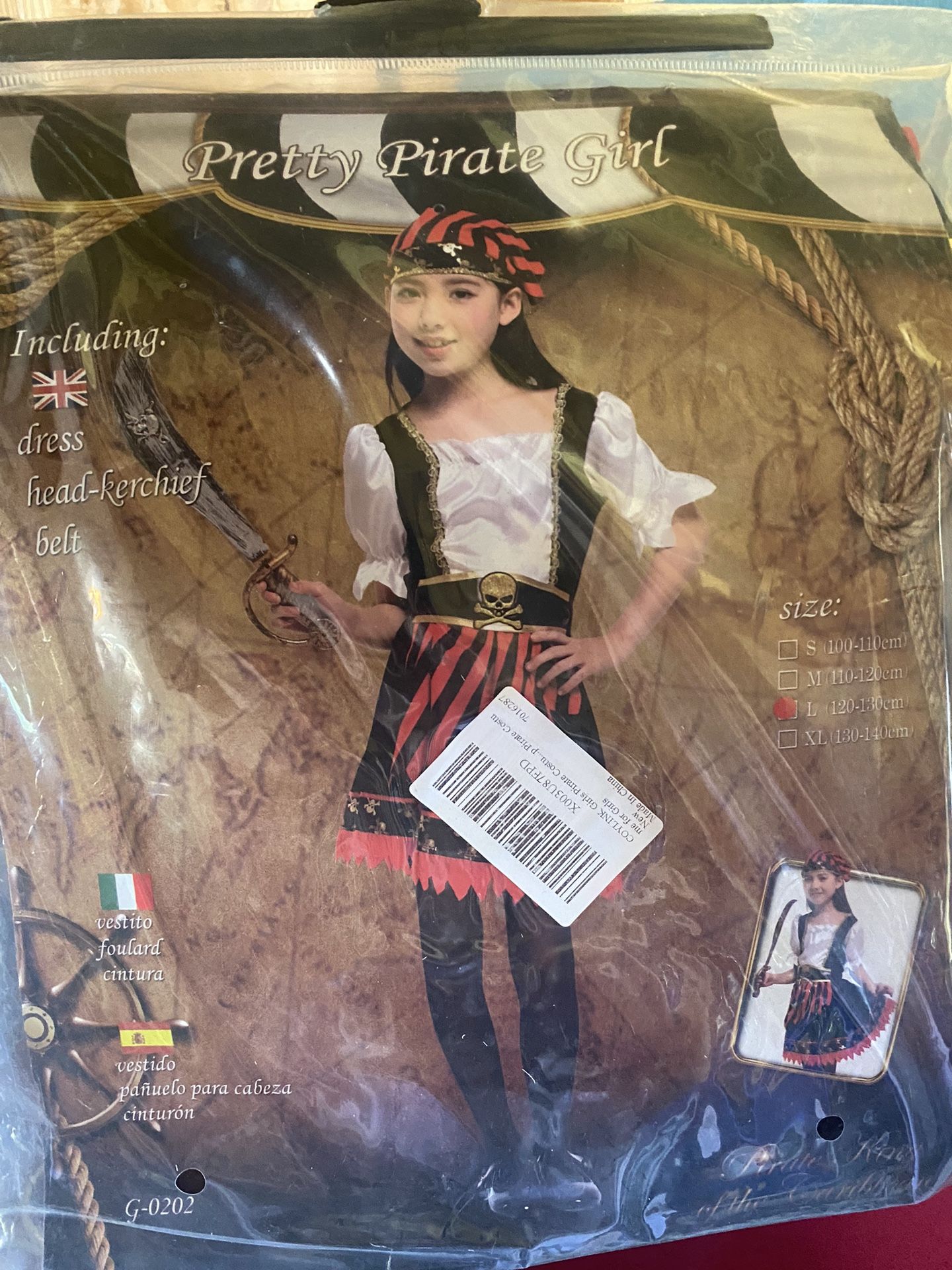 Kids pretty pirate girl size Large