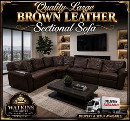 🛋️ Large Brown Leather Sectional Sofa with Recliners– Quality, Comfort & Style! 🛋️