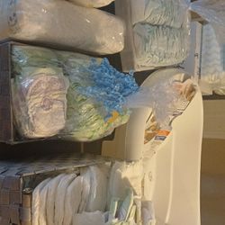 100+ Newborn And Size 1 Diapers And Brand New Baby Bath Tub 