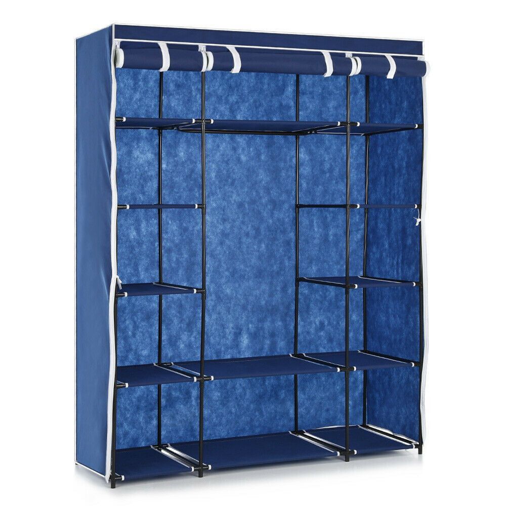 NEW Portable Closet Wardrobe Clothes Rack Storage Organizer With Shelf for Apartment