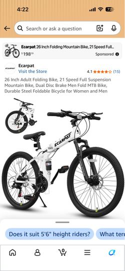26 Inch Adult Folding Bike, 21 Speed Full Suspension Mountain Bike