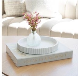 Tray Decorative Concrete (white) & Book Decor (Sage Green) Set ❤️ Good condition