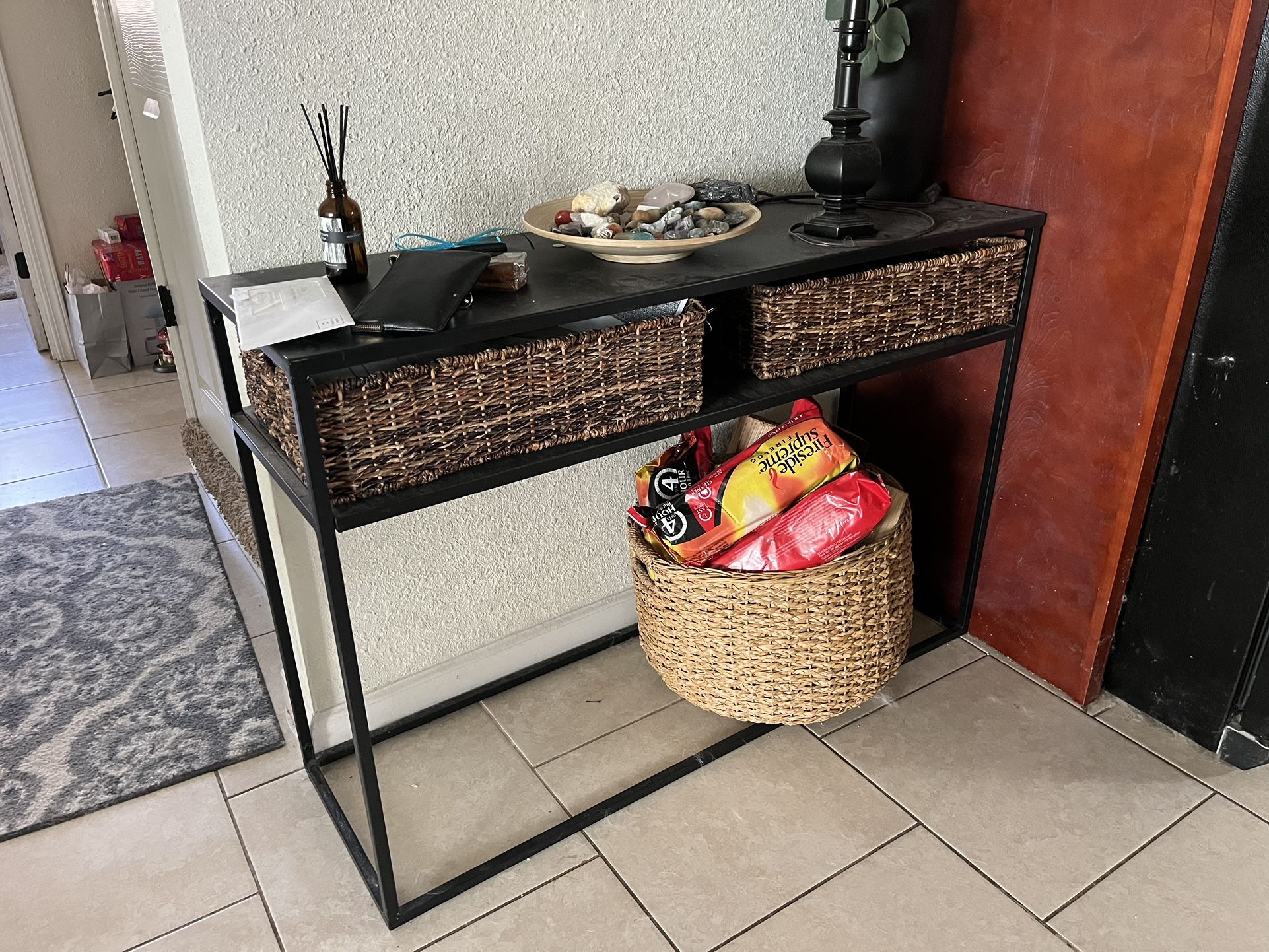 Black Matte Metal Console Table