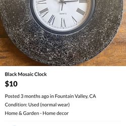 Black Mosaic Mirror Clock