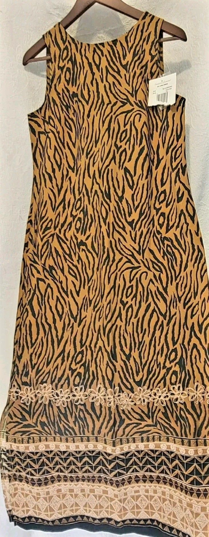 Kathy Lee Collection Womens Dress Size 4/6 Animal Print Long Sleevless Button...