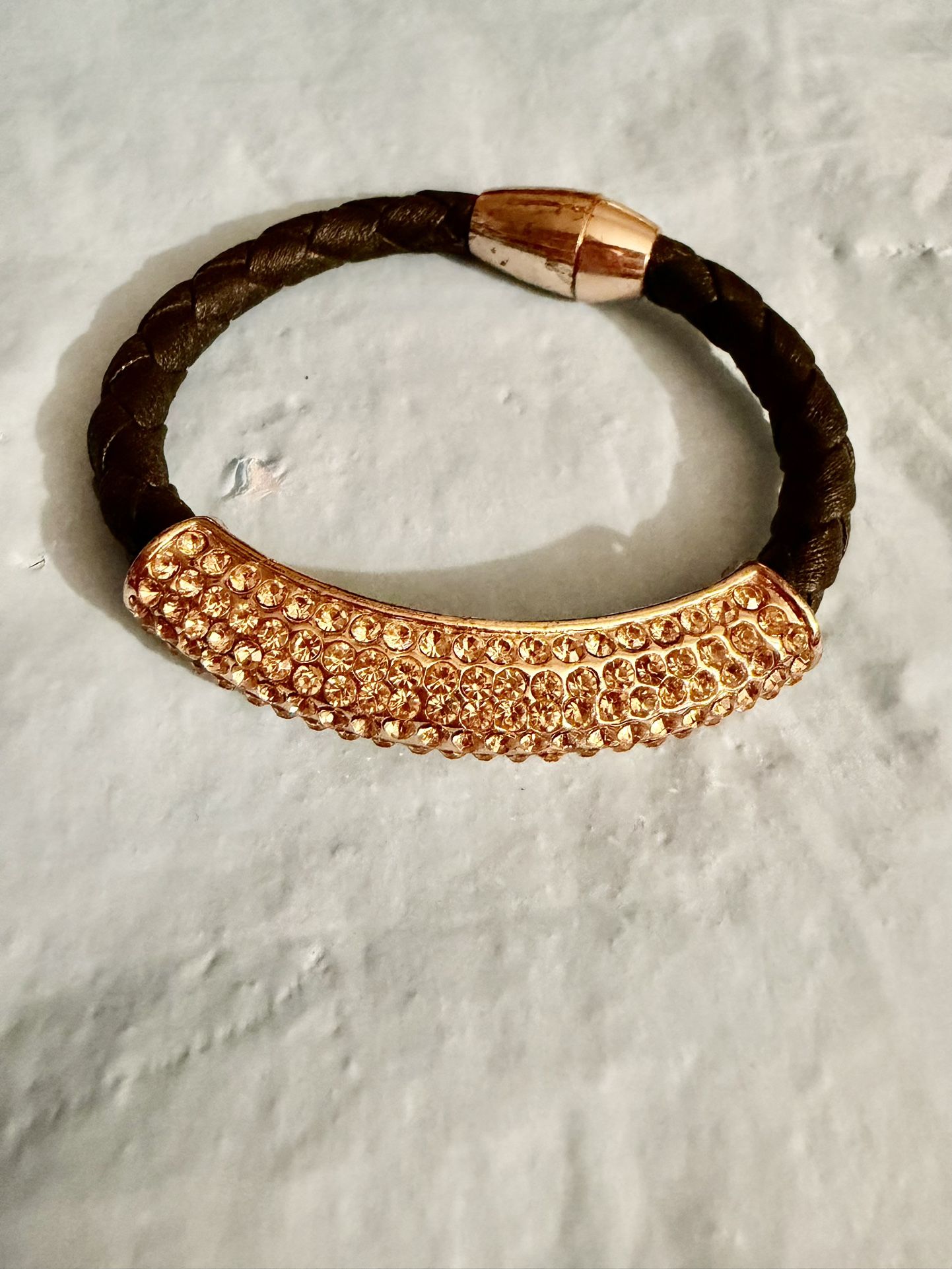 Nordstrom Rose Gold Leather magnetic Lock Bracelet