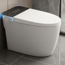 Simple Floor Mounted Elongated Siphon Jet One-Piece Toilet 16" Rough in Size with Synthetic Antimicr