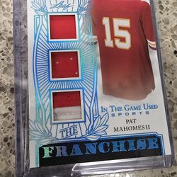 2024 Leaf In the Game Patrick Mahomes Triple GU Jerseys Kansas City Chiefs #3/3