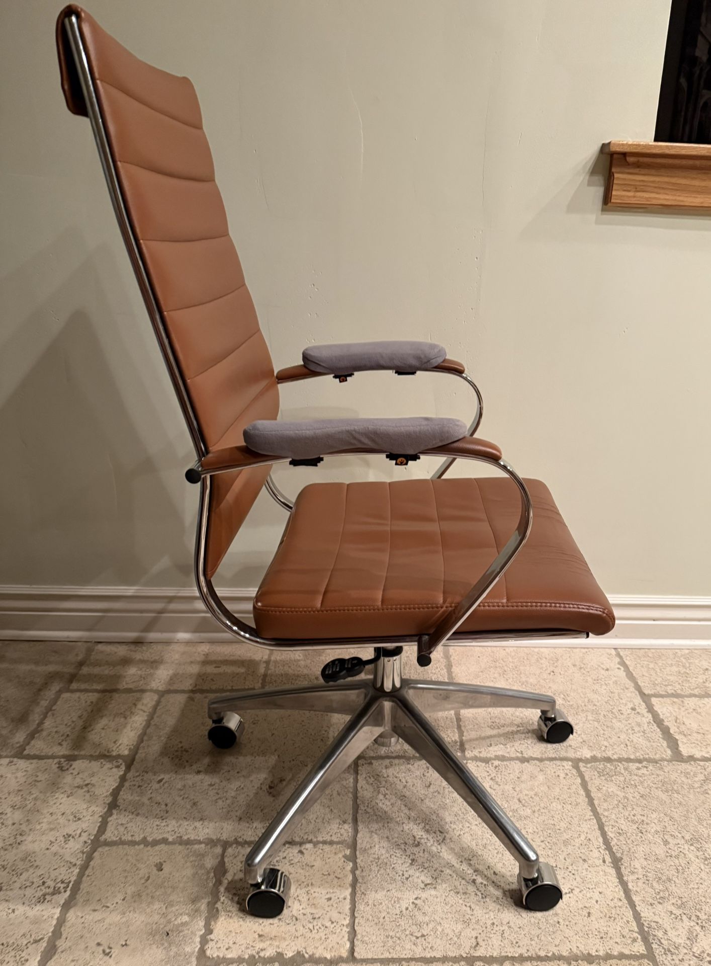 High back ergonomic brown office chair