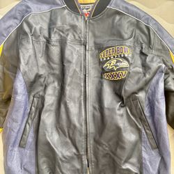 Vintage Baltimore Ravens Super Bowl XXXV Leather Jacket XXL – G-III by Carl Banks