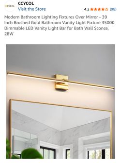 CCYCOL 39-Inch Brushed Gold LED Vanity Light Bar